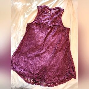 Fortune+Ivy sleeveless deep purple lace top